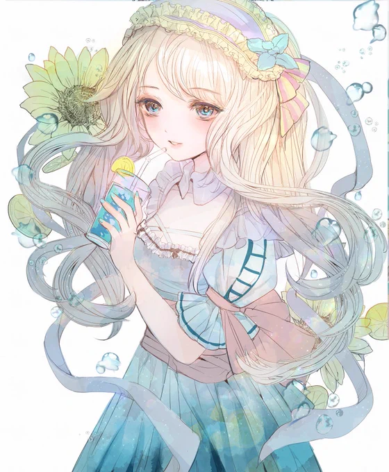 #パステル色のお気に入り画像を貼ろう 淡いパステルカラーなソーダの妖精少女です 