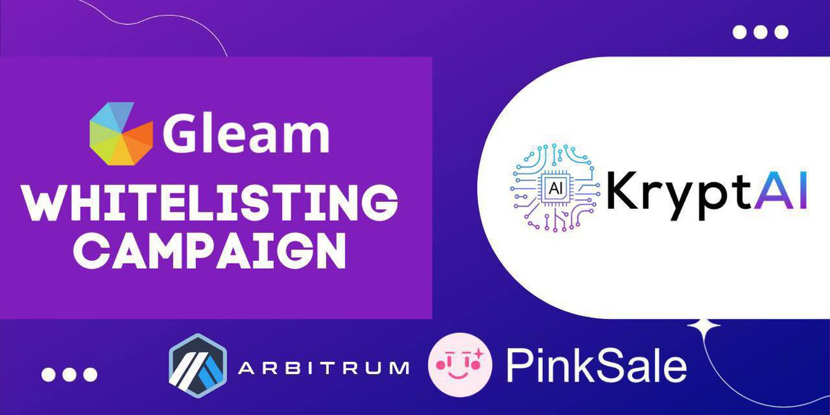 Last one hour left for Whitelisting! Hurry up

Whitelisting for KryptAI IDO on Pinksale

- Entry: Whitelisting only (open to public if any allocation left)

✅ KYC ✅AUDIT ✅CMC
✅ Kommunitas

gleam.io/Z64QO/kryptai