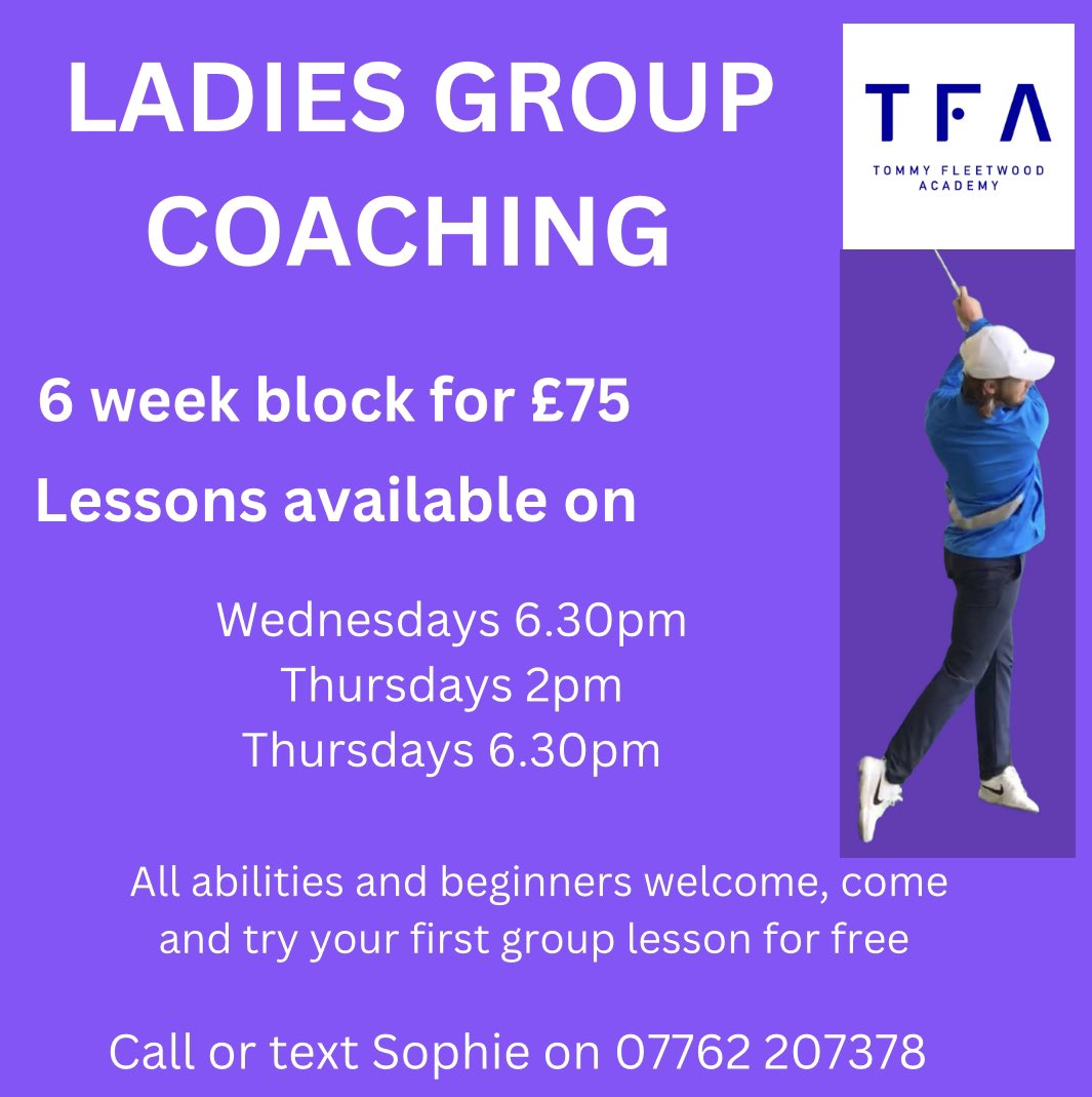 Ladies group taster sessions🏌️‍♀️come and try any of our ladies group golf lessons on Wednesdays or Thursdays @formbyhall Learn with other ladies just like yourself in a relaxed and friendly environment ⛳️ to try any of the groups text or ring Sophie on 07762207378