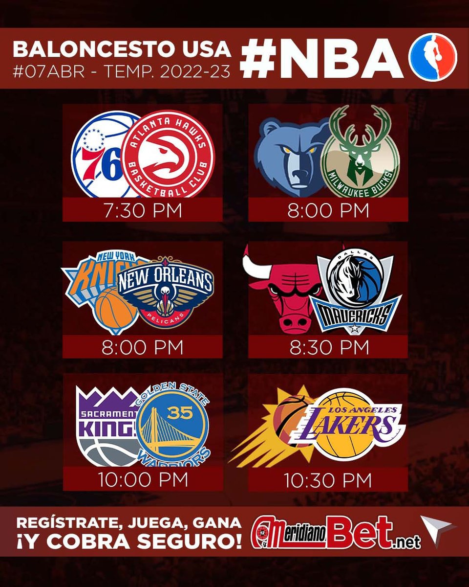 El #Beisbol, el #Baloncesto y el #Fútbol, tienen jornadas hoy (#7Abr) para que puedas jugar tu #Parley y GANES. Aprovecha los partidos de #LaLiga, la #MLB, la #SerieA y la #NBA para multiplicar tus ganancias.

Apuéstale a tus favoritos y GANA con <a href="/meridianobet/">MeridianoBet</a>

¿A quién le vas?