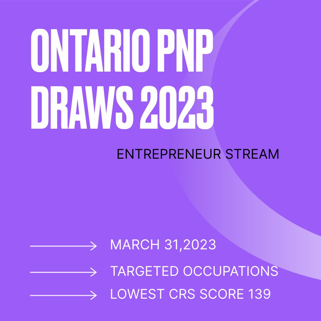🚀 Exciting Ontario Immigrant Nominee Program Updates! 🚀
📅 DRAW DATE: 03.31.2023
📊  LOWEST CRS SCORE: 139
📩  # OF INVITATIONS: 13
🔍  DRAW PROGRAMS: All
Stay tuned for more updates! 🛎️
 #EntrepreneurStream #BusinessDreams #Ontario #ImmigrationUpdate