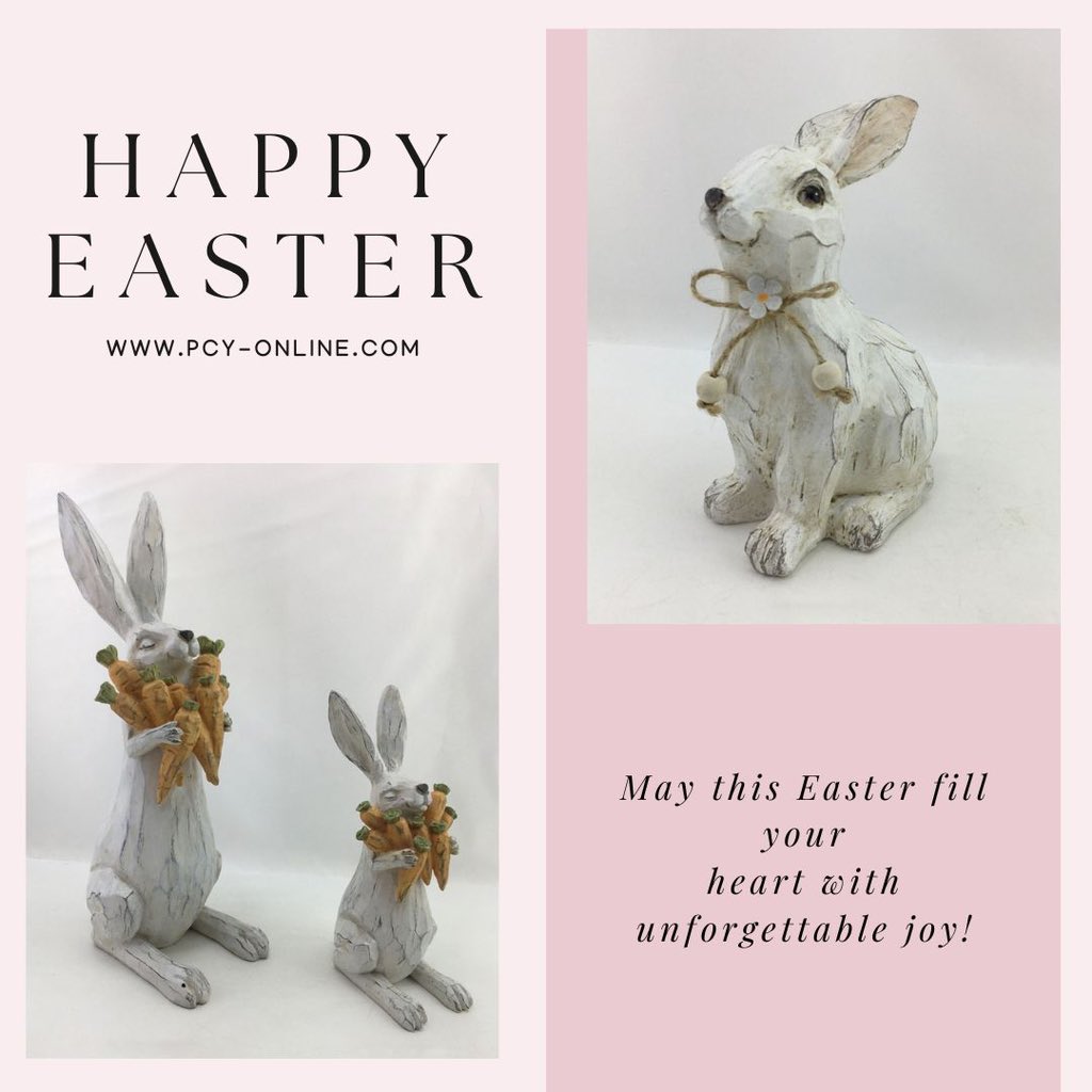 PCY Expo Wishing everyone a Happy Easter!🐰Have a hoppin’ good weekend!

#happyeaster #easterdecoration #easterbunny
#ceramics #bunnies #gardenstatues #bunnysculpture 
#homedecoration #kitchendecor #garden #spring #onlineexhibition #tradeshow #tradefair #wholesale #manufacturer