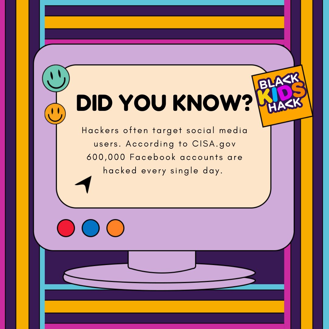 BlackKidsHack's tweet photo. Social media is a great way to stay connected to your friends and family. Unfortunately, social media can also be a great way to connect hackers with your personal information. 

Need some help? Here’s a great article with tips for creating passwords! 

🌐https://t.co/V01sl1hVS3 https://t.co/NsRr6tycRA