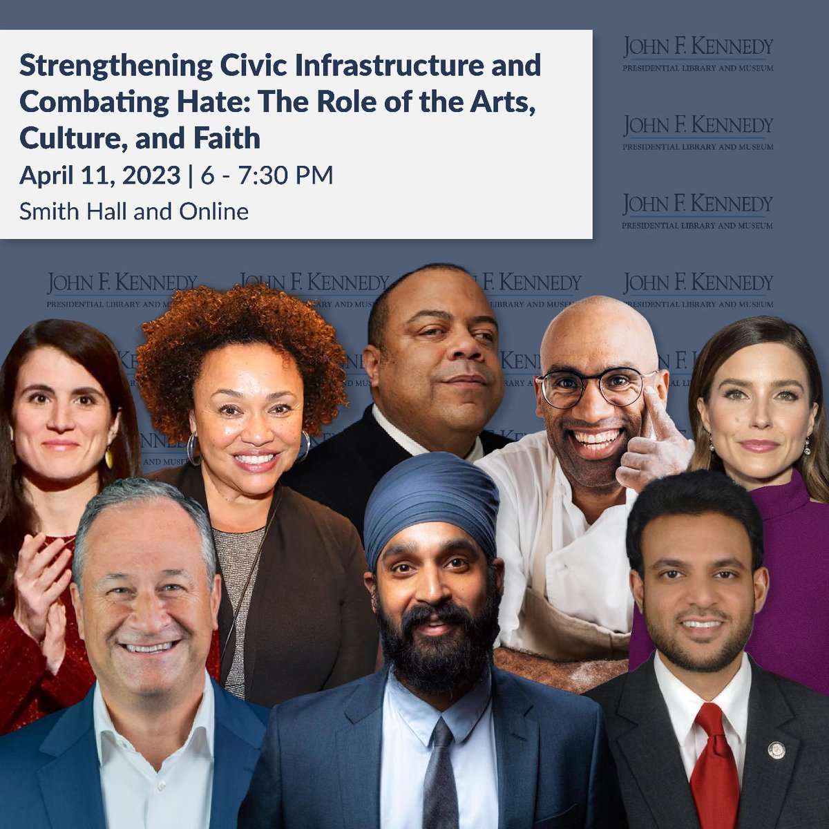 This Tuesday, I'll be speaking at the John F. Kennedy Presidential Library and Museum alongside a number of leaders I admire, including @SecondGentleman, <a href="/IRF_Ambassador/">US Ambassador at Large for Int'l Religious Freedom</a>, <a href="/SophiaBush/">Sophia Bush</a>, and Eric Ward. We will be addressing how to strengthen civic infrastructure and combat hate.