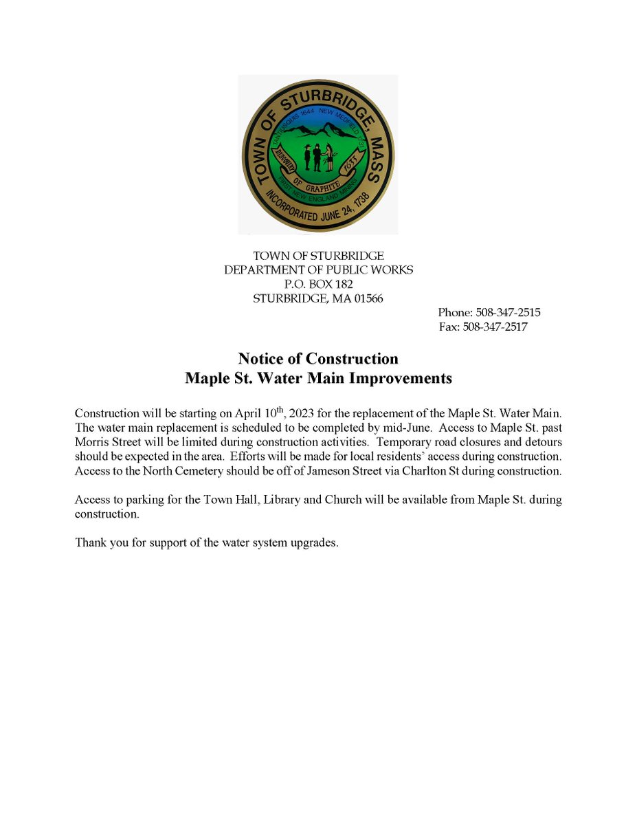 Sturbridge Administrator's Office tweet media