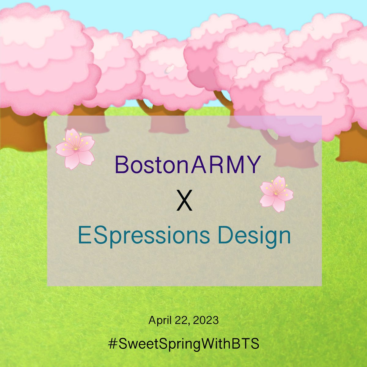 ES_ESpressions's tweet photo. A collaboration event with @BTSARMY_Boston.
Save the date: April 22
Details coming soon!

#SweetSpringWithBTS https://t.co/DeLo5xLDRV