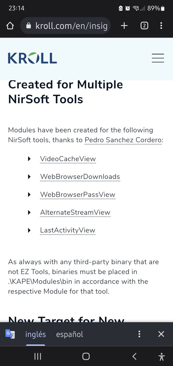 I want to thank Eric Zimmerman <a href="/EricRZimmerman/">Eric Zimmerman</a> and Andrew Rathbun <a href="/bunsofwrath12/">Andrew Rathbun</a>  for his mention for the development of these Kape modules.
It is a pleasure for me to collaborate in Kape.