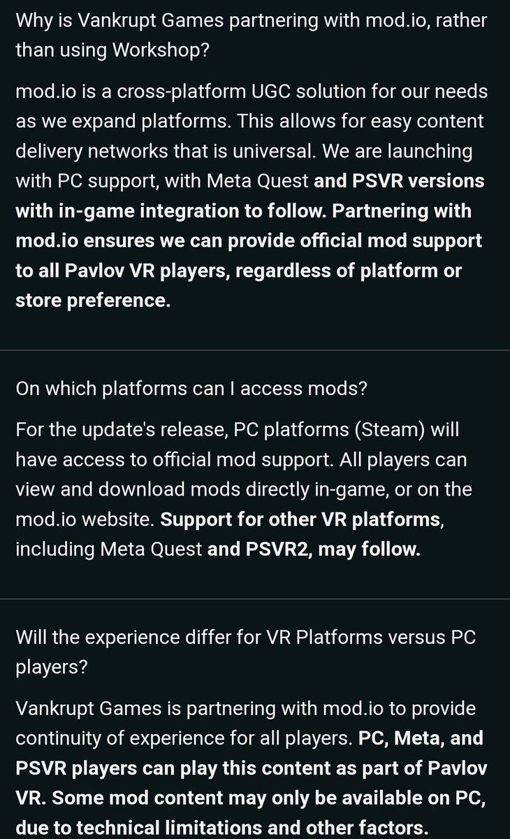 TheVResistance's tweet image. Tidbits of info about Pavlov mods pertaining to the PSVR2:
#Pavlov #PSVR2