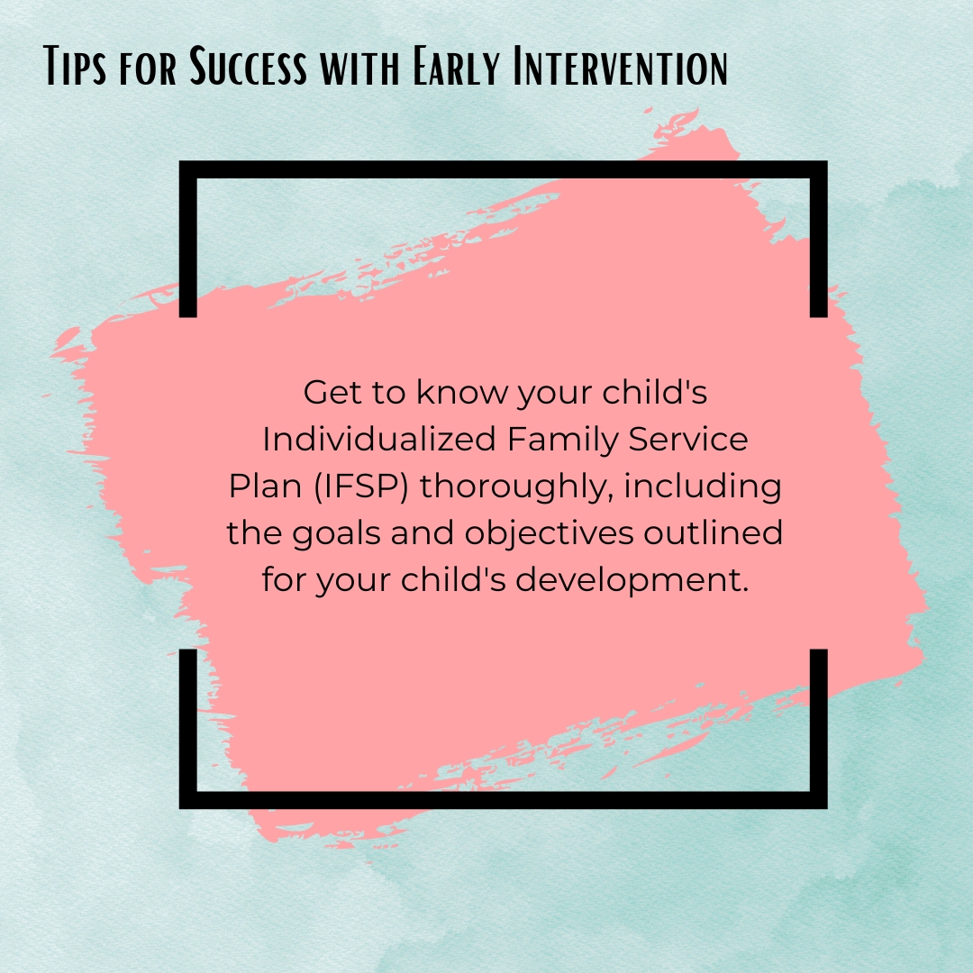 Make the most of your child's journey in  #earlyintervention. Together, we can support your child's development and help them thrive! 

#PartC #earlylearning #speechtherapy #IFSP #childdevelopment #parentsupport
