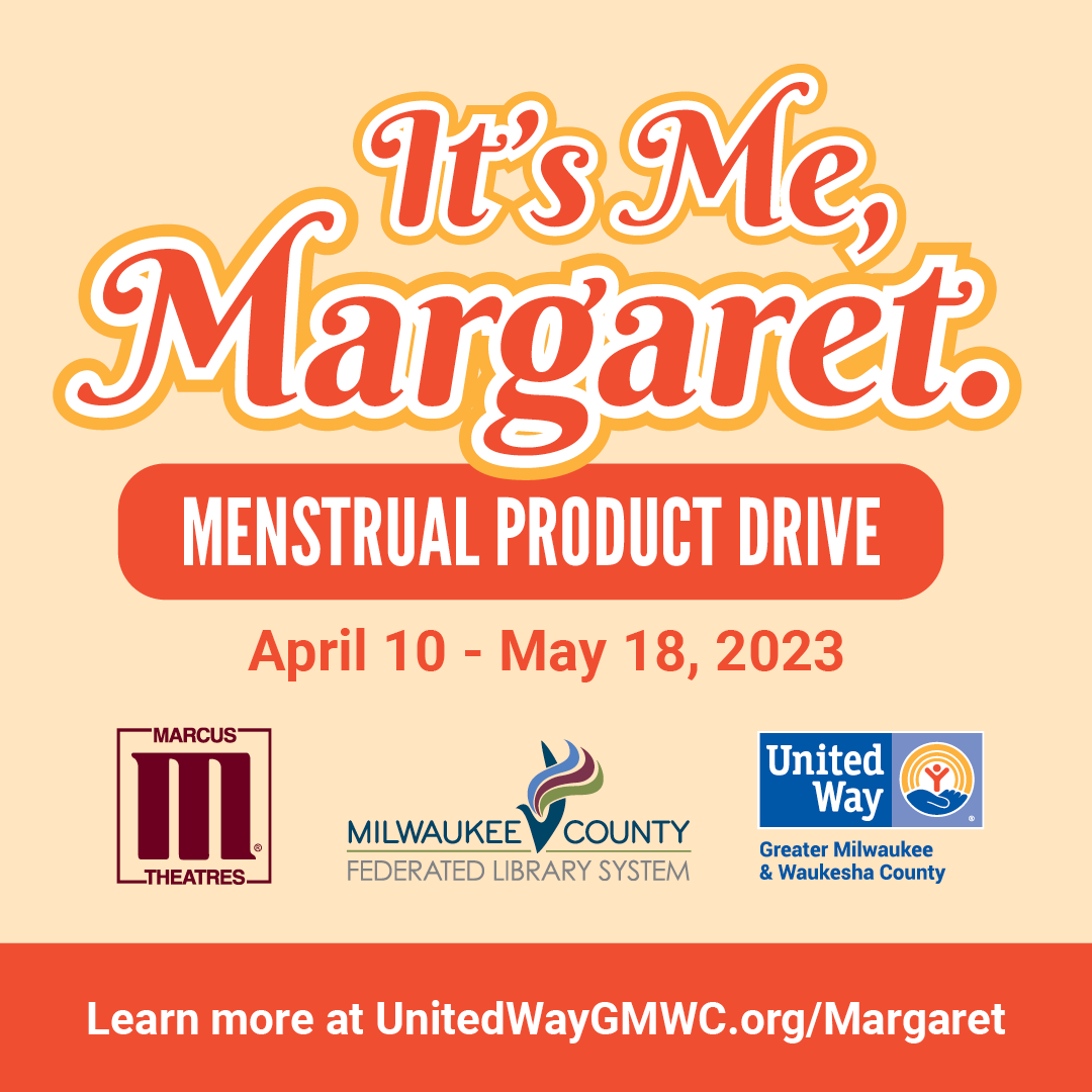 Our menstrual product drive with <a href="/UnitedWayGMWC/">United Way GMWC</a>  and <a href="/Marcus_Theatres/">Marcus Theatres 🍿</a> starts on Monday April 10th! You'll find a big yellow bin in our lobby where you can put your new, in package products.