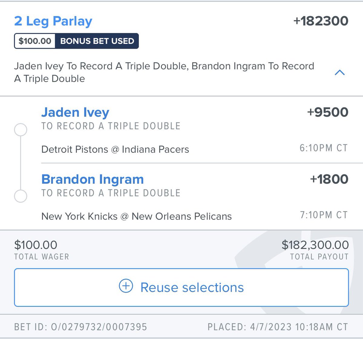 Don’t complain when this doesn’t hit… but if it does… 🤔 

My buddy that was in on the LaMelo/Luka/Dejounte trip dub was on this so I am tailing… 

RETWEET and if this hits with Ivey &amp; Ingram, I’ll do a $500 giveaway to 5 people that RETWEET and are following me… 

Jaden (a