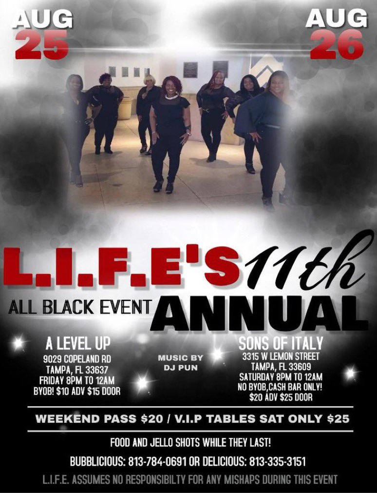ladiesinfulleff's tweet photo. Upcoming events.. don’t miss out! 

#LIFE_LADIESINFULLEFFECT
#LIFEONELOVETAMPA
#10yearsofLIFE https://t.co/l2jURn8pK8