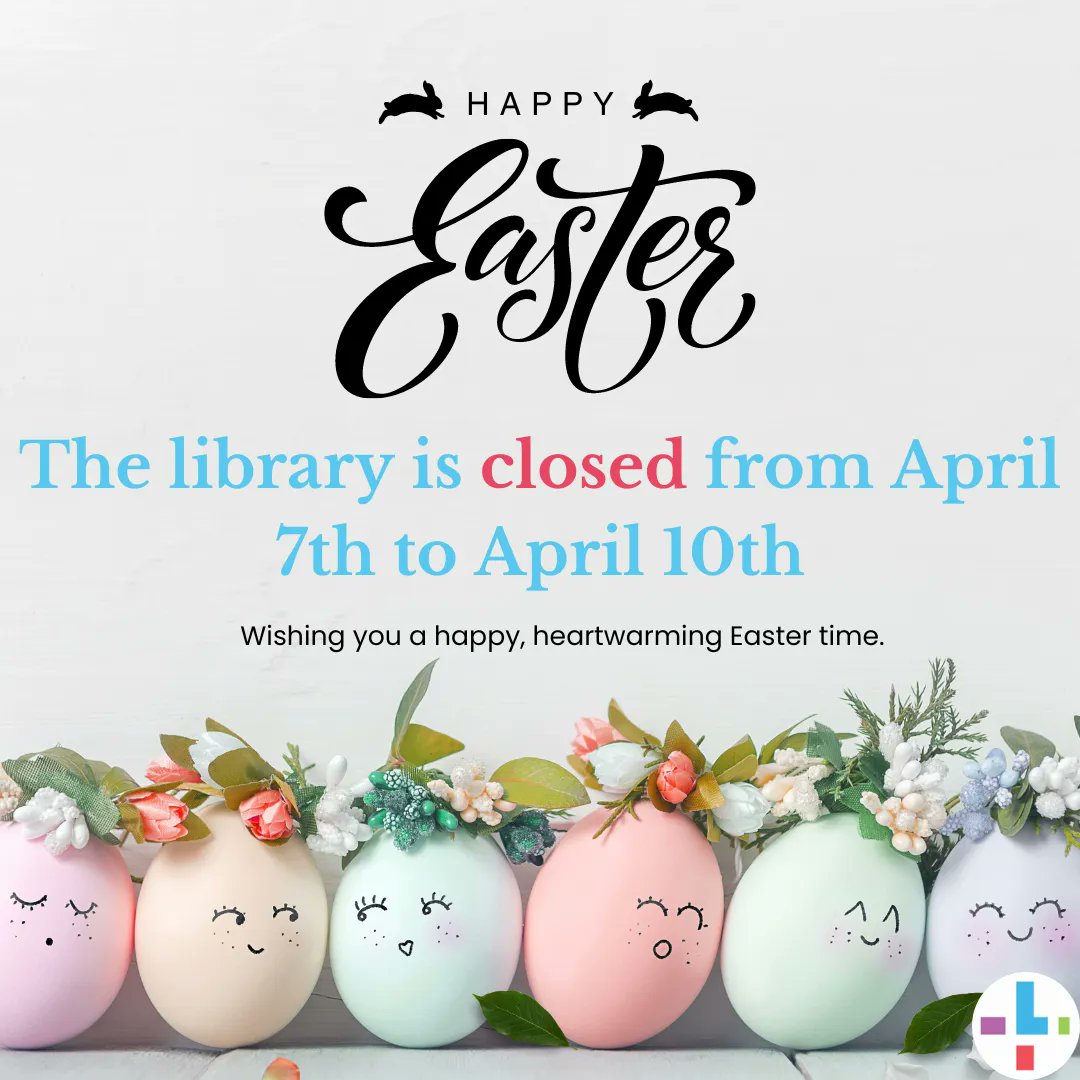 Wishing all a happy Easter! May celebrations and services by warm, bright, and potentially filled with chocolate! The Library will be closed from April 7th to April 10th. 
#ORLreads#ORlclosed#Libraryclosure#Easter