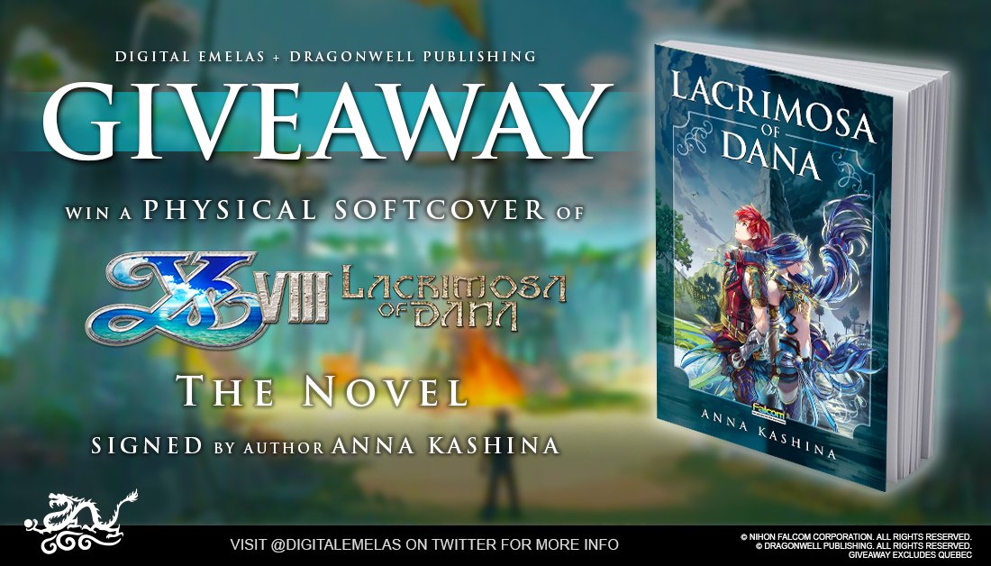 DigitalEmelas's tweet photo. #Giveaway time!!
We're teaming up with @DragonwellBooks to spread awareness of #Ys. Win a PHYSICAL Lacrimosa of Dana softcover novel SIGNED by author Anna Kashina!

▶️ Follow @DigitalEmelas + @Lacrimosa_Novel
▶️ Tag a friend
▶️ Retweet by Apr 12, 2023. 8pm EST

Goodluck! https://t.co/AjuJtabVMU