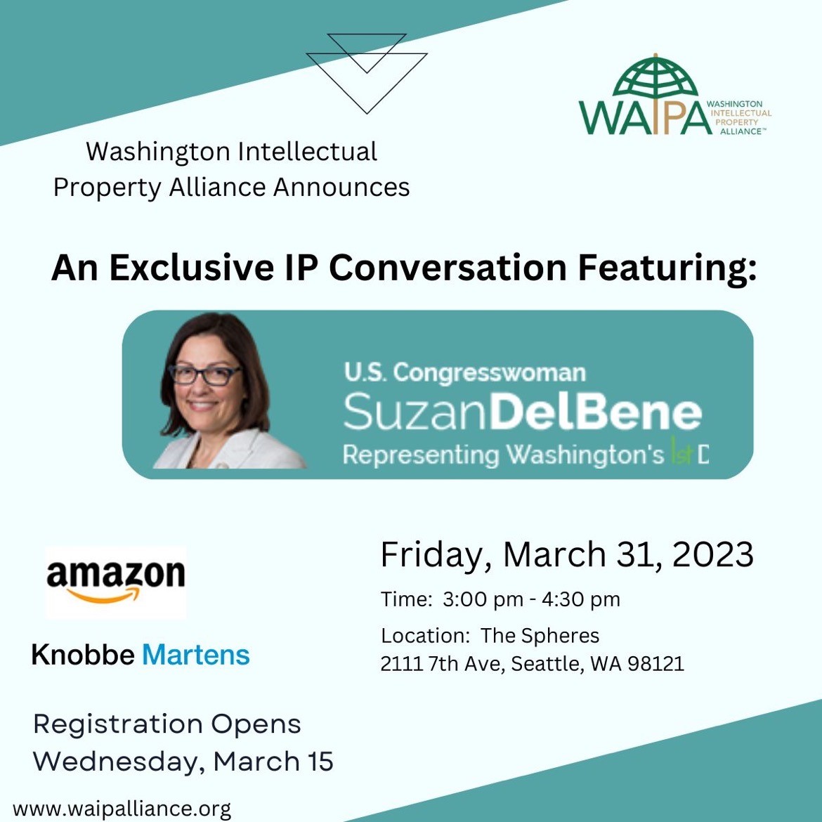 Are looking for a way to engage your in-house #IntellectualProperty attorneys, this may be the perfect opportunity. Washington State is putting together a program that will feature U.S. Congresswoman Susan DelBene discussing IP issues. Check it out!
 link-shortener.io/VvT2TUDS2pZLpY…