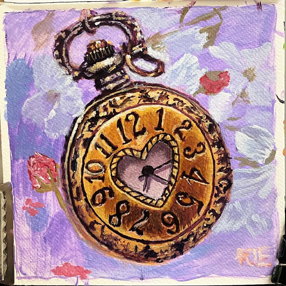 'Brass watch and cherry blossoms'
8x8 inches Acrylic on paper
#pocketwatch #watch #cherryblossoms #stilllife #painting #acrylicpainting #liquitexpaint #basicsacrylicpaint #watercolor #paper #fabrianopaper #princetonbrush #rosemarybrushes
