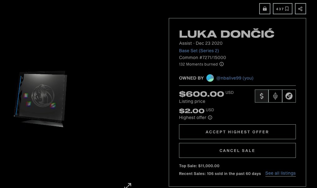 so tell me how TS isnt dead? lowest ask for an s2 Luka out of 15k is going for $3.  <a href="/NBATopShot/">NBA Top Shot</a> <a href="/thechek182/">Thechek182</a>