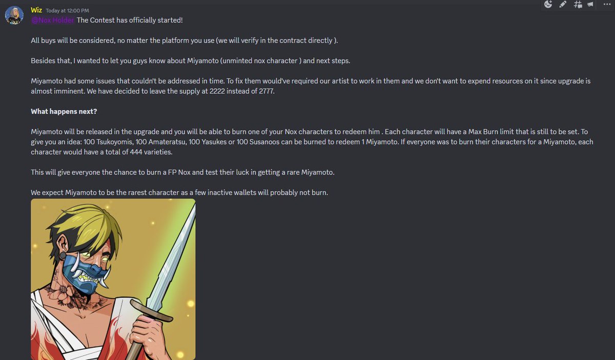 We're now giving away 2x <a href="/DoggerinosNFT/">Doggerinos</a> . To participate you must buy 1 Nox Beyond (no matter the platfrom). Each buy will earn you 1 ticket. Winners selected on Monday April 10th . 

Good Luck!