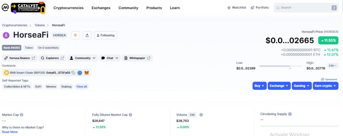 🐳 HorseaFi (HORSEA)

➡️ Listed On CoinMarketCap just after launch.

👍 CoinMarketCap: coinmarketcap.com/currencies/hor…

 🚀 + 🚀 + 🚀