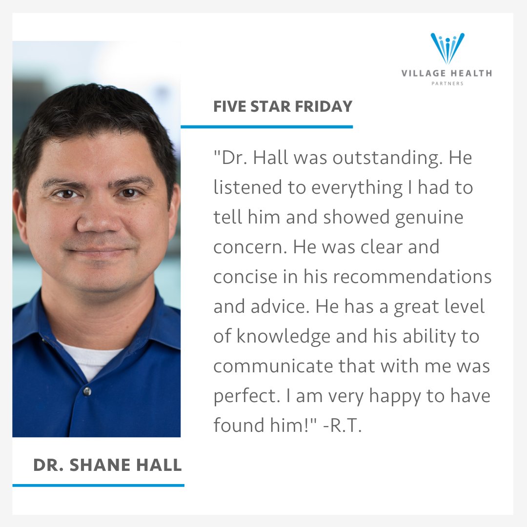 VHPDocs's tweet image. Dr. Hall takes pride in treating patients as if they were his own family!  Learn more about how he empowers patients to take control of their health at villagehealthpartners.com/dr-hall. #FiveStarFriday #ThrivingTogether #NorthTexasFamilyMedicine #PrimaryCareProvider