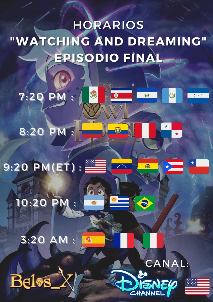 Belos_X11's tweet photo. Les comparto de nueva cuenta los horarios para el estreno del capítulo final de mañana

#TheOwlHouse https://t.co/fOhvsZx4hp