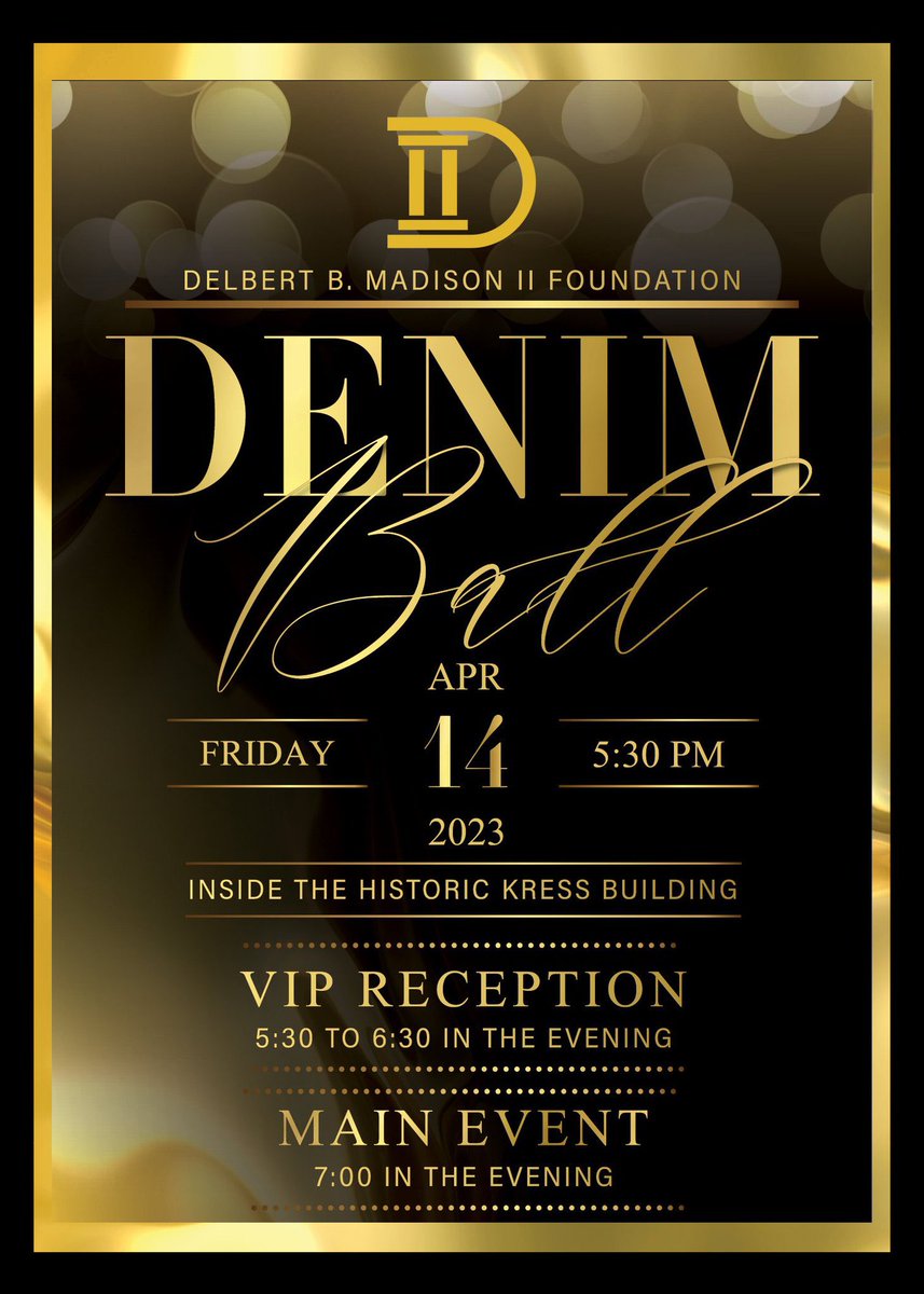 DBM2Foundation's tweet image. We’re just one week away from this years Denim Ball! Come out and support the Delbert B. Madison II Foundation! Can’t wait to see you all there!!!