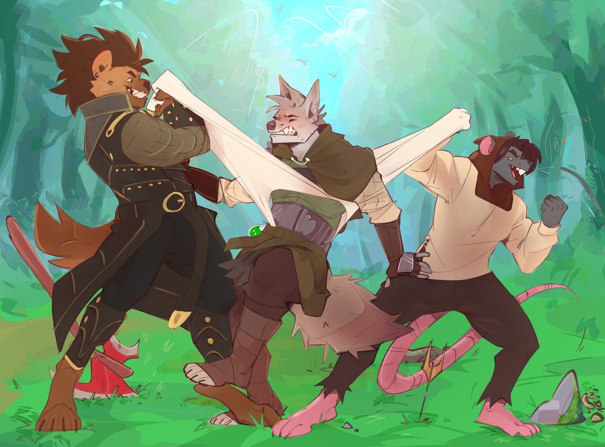 A fun comm i did for <a href="/QFTDP1/">QFTDP</a> of an their fox bandit getting a massive flossin from two mercenaries!