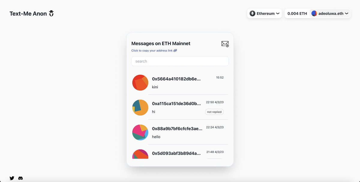 adeoluwami__'s tweet photo. Releasing the @textmeanon v1 today. Now you can easily send on-chain messages to any address you want on Ethereum, Polygon, Optimism, Arbitrum, Sepolia and Goerli. https://t.co/e9h0jaL1Sr