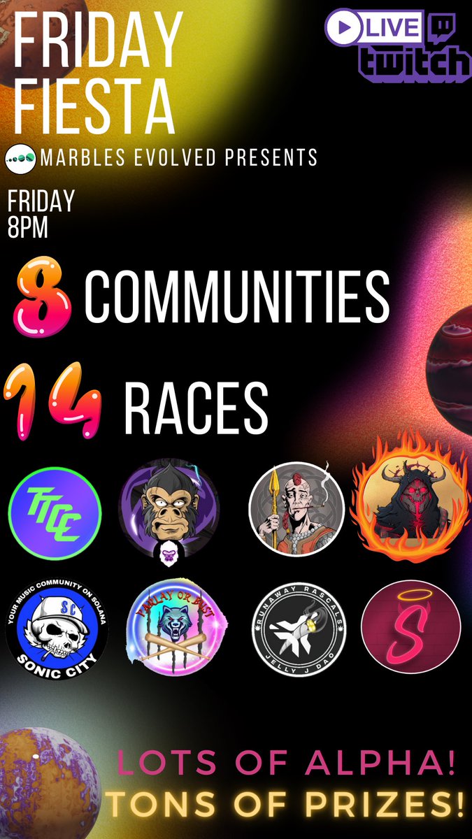 ⚡️Rollers!⚡️ TONIGHT is Race Night! Get your Marbles buttered up for our largest Marble Race TO DATE! 8 Projects, 14 Races, 20 Winners, HUNDREDS of Marbles!🤯 ⏰Sign-Ups close at 7pm EST in ALL participating Discords - Races begin at 8pm EST on Twitch!⏰ Make sure to show up