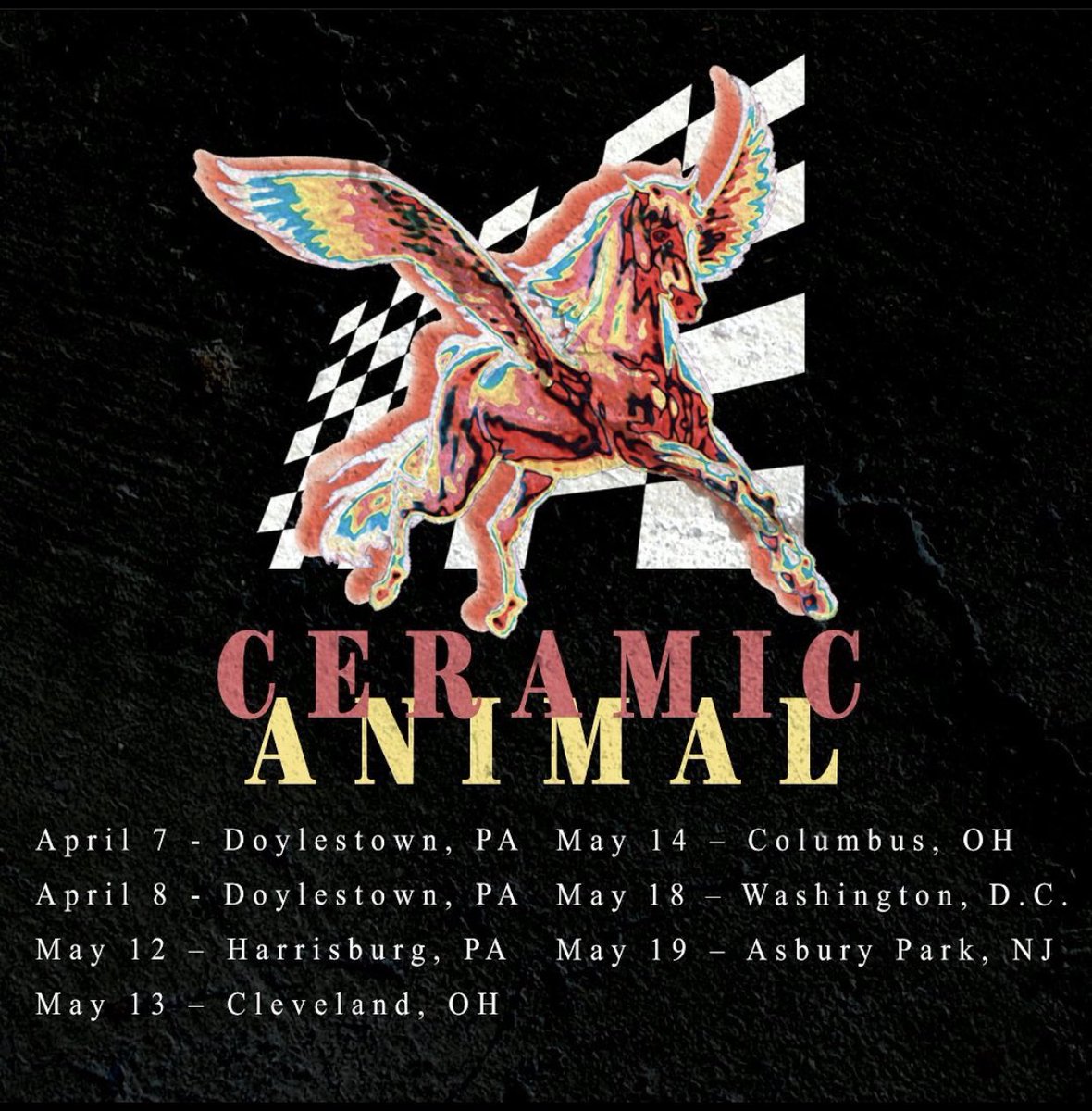 Ok everybody 

Get your Tix for our May shows

They’re On sale now 🐎 
Ceramicanimal.net/shows