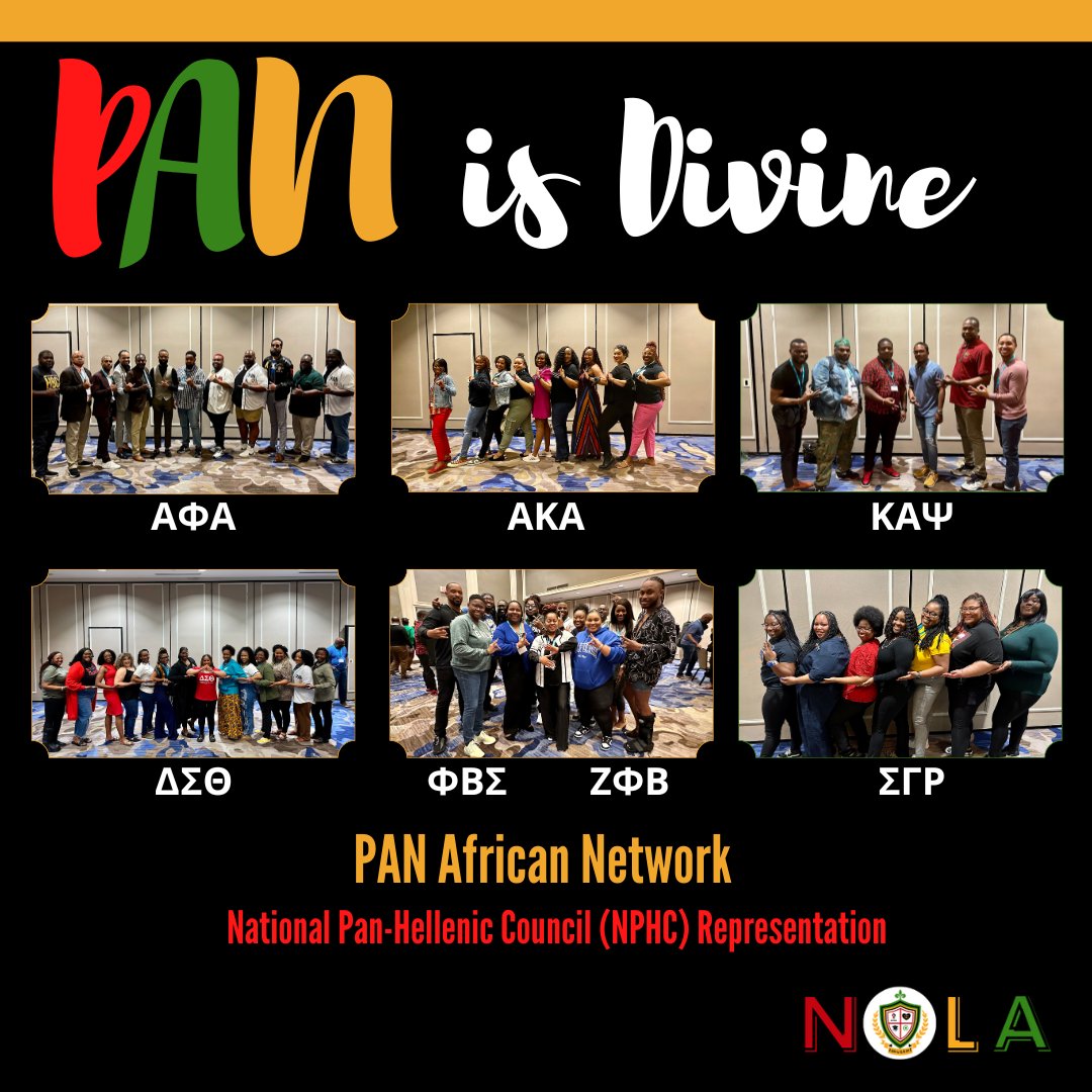 #FlashbackFriday at #ACPA23 when #PAN members were representing the Divine 9. Picture are members of: ΑΦΑ, ΑΚΑ, ΚΑΨ, ΔΣΘ, ΦΒΣ, ΣΓΡ, ΖΦΒ. Not pictured, but also in attendance were members of ΩΨΦ and  ΙΦΘ #HOMEcoming #NewOrleans #PANAfricanNetwork #ACPAPAN #HigherEd #PAN #PANIsHOME
