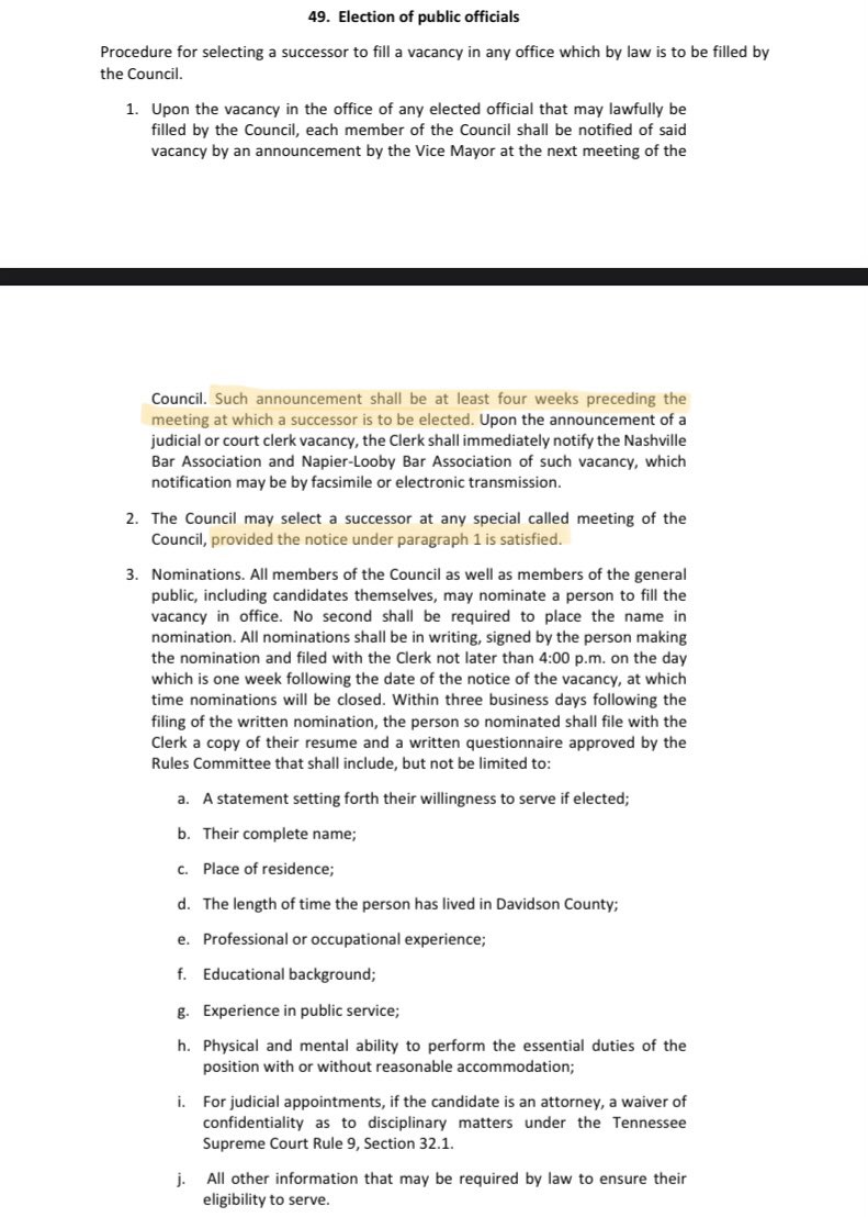 startleseasily's tweet photo. A thread for those wondering how #MetroCouncil can fill the vacancy for state house D52, in the wake of @brotherjones_ expulsion. The council has very specific procedures for filling a vacancy in elected office. They’re captured in Rule 49 of the Council Rules of Procedure. https://t.co/5TpQSYC0Az
