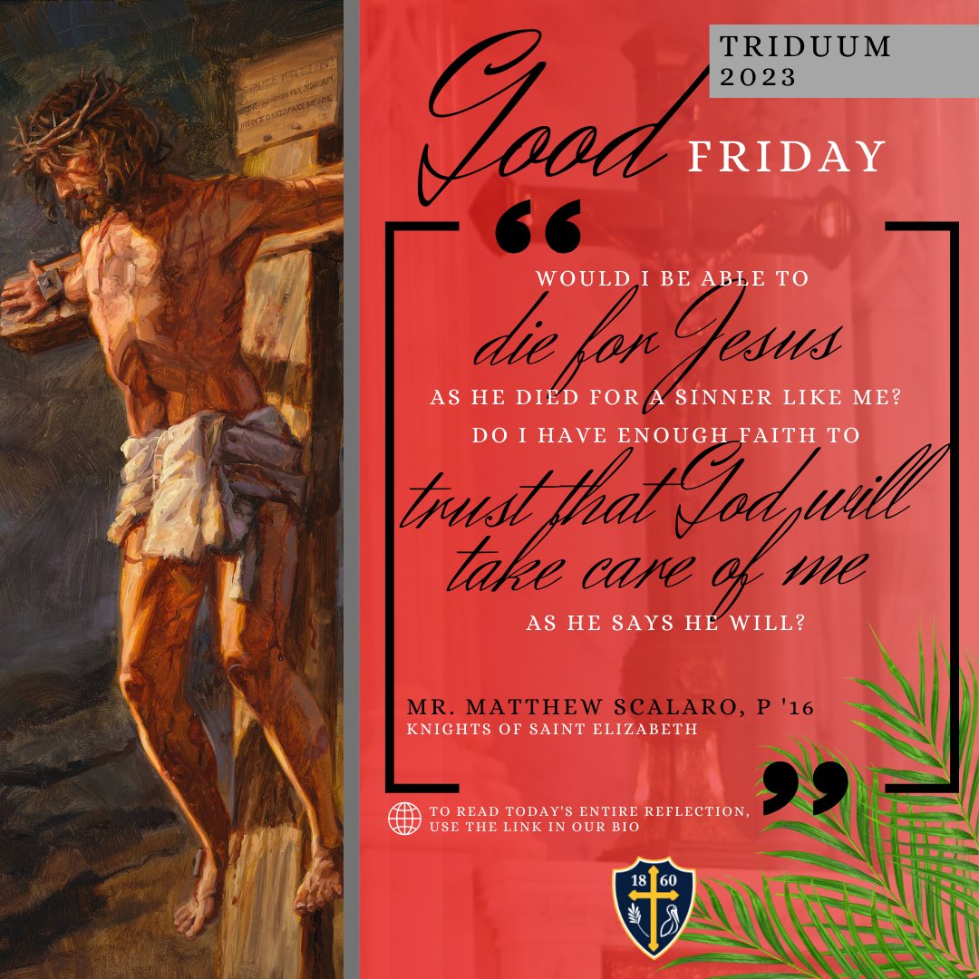 Academy1860's tweet photo. Good Friday symbolizes the greatest act of love anyone can perform: to lay down one’s life for another. May Christ’s death compel us to give of ourselves with the same love God shows us daily.💛💙🐾

#TheAcademy #GoodFriday #HolyWeek #Triduum #MorristownNJ #ConventStationNJ https://t.co/DdPEzJSOhA