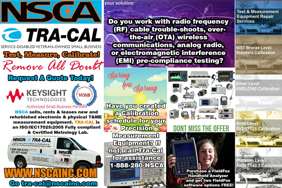 nscatracal's tweet image. Last call for the 2023 NSCA &amp;amp; Tra Cal specials on #NetworkAnalyzers! Contact an NSCA &amp;amp; Tra-Cal customer service rep at 1-888-280-6722 to request a quote for #FieldFox &amp;amp; take advantage of the #Keysight #NSCA offer. Check it out, like the #ruleof72 buff.ly/415K8yQ