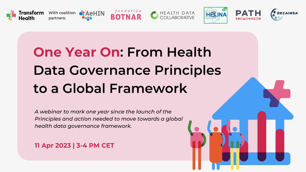 Join @Trans4m_Health and partners as they talk about #HealthDataGovernance in this #WorldHealthDay webinar next week. 

📅 11 Apr | 3 PM CET

🔗 bit.ly/11AprilWebinar 

#WorldHealthDay‌_2023 #MyDataOurHealth