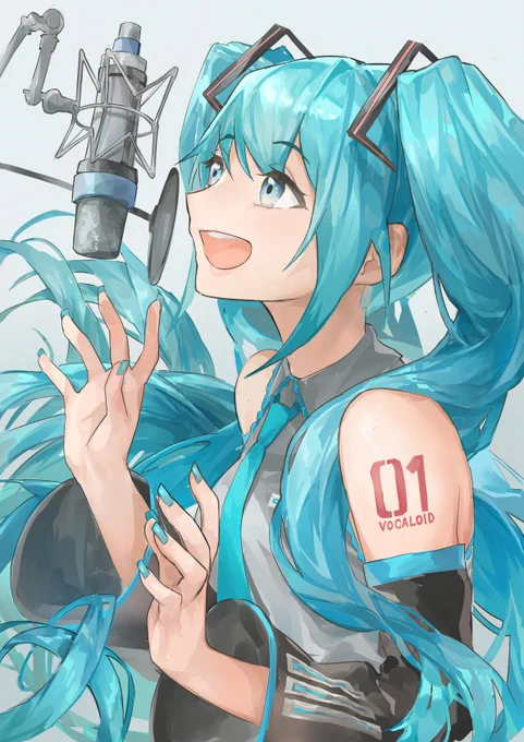 レコーディング中のミクさん。Miku during recording.#初音ミク 