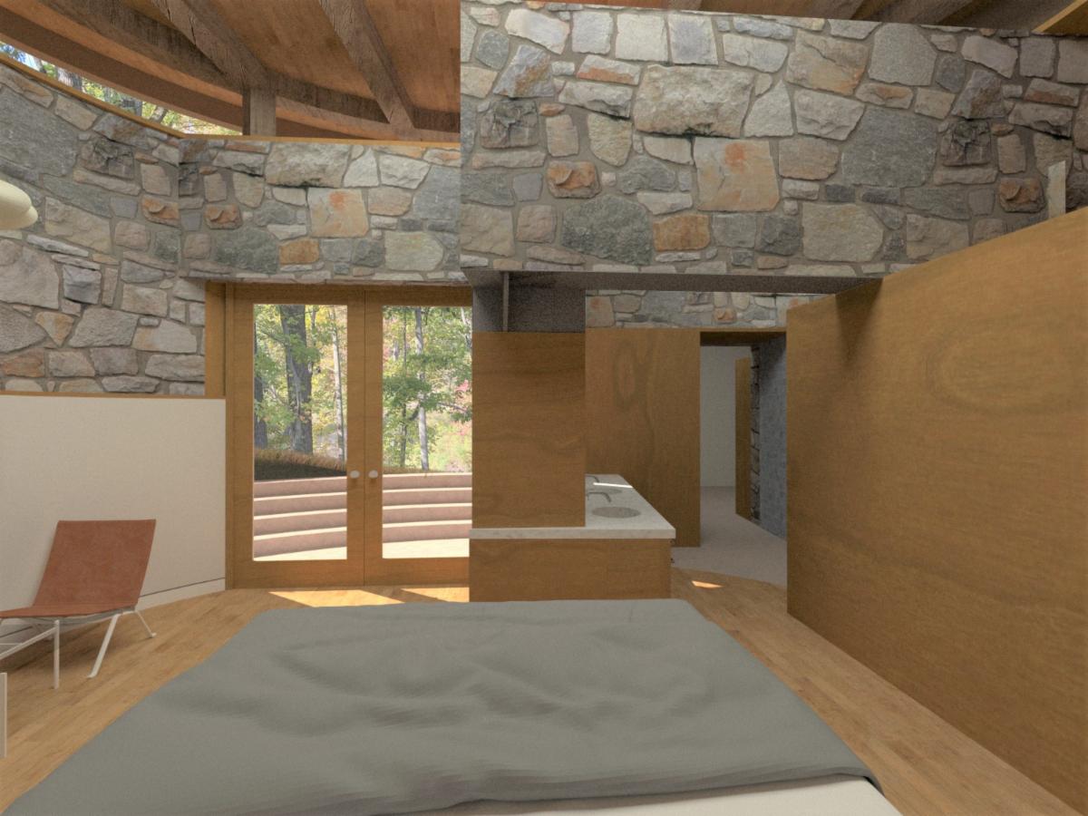 fisherarch's tweet photo. #ProjectPreview

Here is the plan of the 'Stage House' and a rendering of the view from the future Owner's bedroom. The thick red line represents the section of the stone walls that are about 1'-6" thick. 

#architecture #pittsburgh #PittsburghDesign #interiorDesign #stonewall https://t.co/N8G8FjOuhp