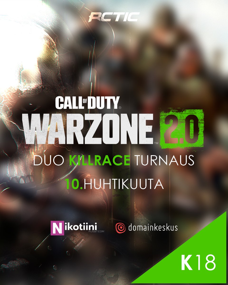 jeyshootsfi's tweet photo. RCTIC järjestää 10.huhtikuuta Warzone 2.0 Duo Killrace turnauksen. Turnauksessa mitataan mikä kaksikko kuuluu suomen frägäämisen kuninkuusluokkaan. Turnaus vain täysi-ikäisille!

Vielä ehdit mukaan! ➡️ https://t.co/umP3ehY7Hv

#esportsfi #warzonesuomi #warzone2 #esports https://t.co/YL2BbbRnjK