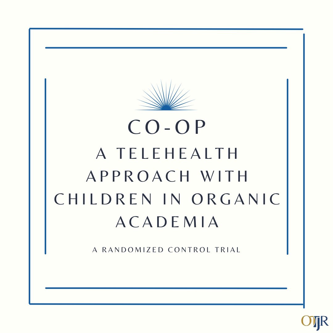 OTJRJournal's tweet photo. Effect Of CO-OP Approach with Telehealth In Children With Organic Academia: A Randomized Controlled Study
#occupationaltherapy @Hacettepe1967
https://t.co/YuWzAG0RNo
#OTResearch #occupationaltherapist #ot #otp #therapy #otd #ots #otr #futureot #fullscopeOT #pedsOT #telehealth https://t.co/PBo1xjDJye