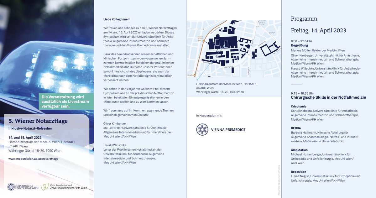 ViePremedics's tweet photo. In 7 Tagen ist es soweit! 

Sichert euch jetzt euer kostenloses Ticket für die 5. Wiener Notarzttage unter:
https://t.co/ovJ5ihv9O3

Weitere Informationen zur Veranstaltung findet ihr unter: https://t.co/8koDJgtSg0

Wir freuen uns euch bei den 5. Wiener Notarzttagen zu sehen! https://t.co/8UdKiZXxwQ