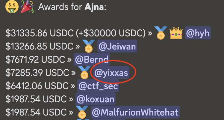 yixxas's tweet photo. 1/7 Let me share my #Web3 security journey. I started around last year July like many other auditors thanks to @andyfeli sharing of the space. I have since made multiple 2/3/4 finishes in contests and aiming for 1st place next! Two contests have earned me over $15K💰! https://t.co/yqZJgMabJX