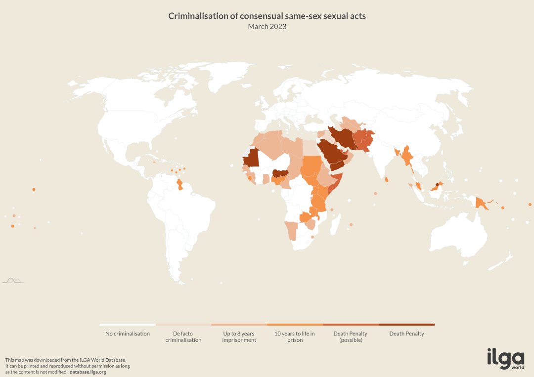 First up, this map shows where it's illegal to be gay. That's still true in 64 countries - but that's down from 70 three years ago. 

Over the last 30 years, 49 UN member States have decriminalised consensual same-sex sexual acts