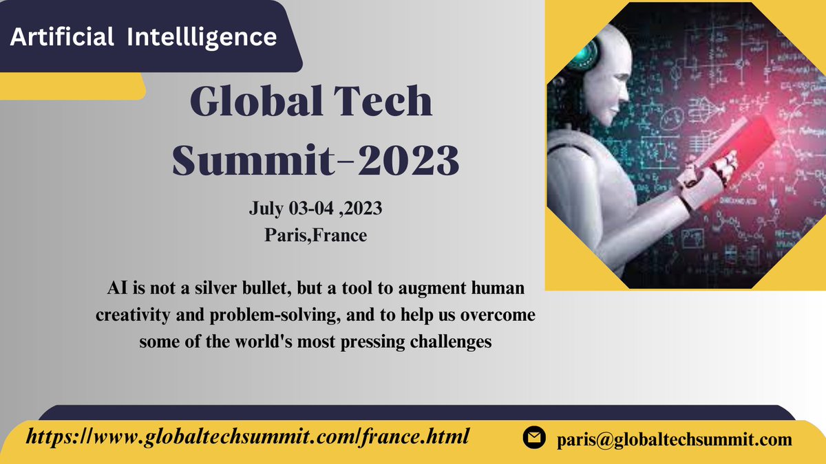 globaltech2023's tweet image. Join us for the biggest global tech summit of the year! We&apos;re bringing together top minds in the industry to discuss the future of technology and innovation. Don&apos;t miss out!
Click for more information: globaltechsummit.com/france/artific…
July 03-04, 2023 | Paris, France