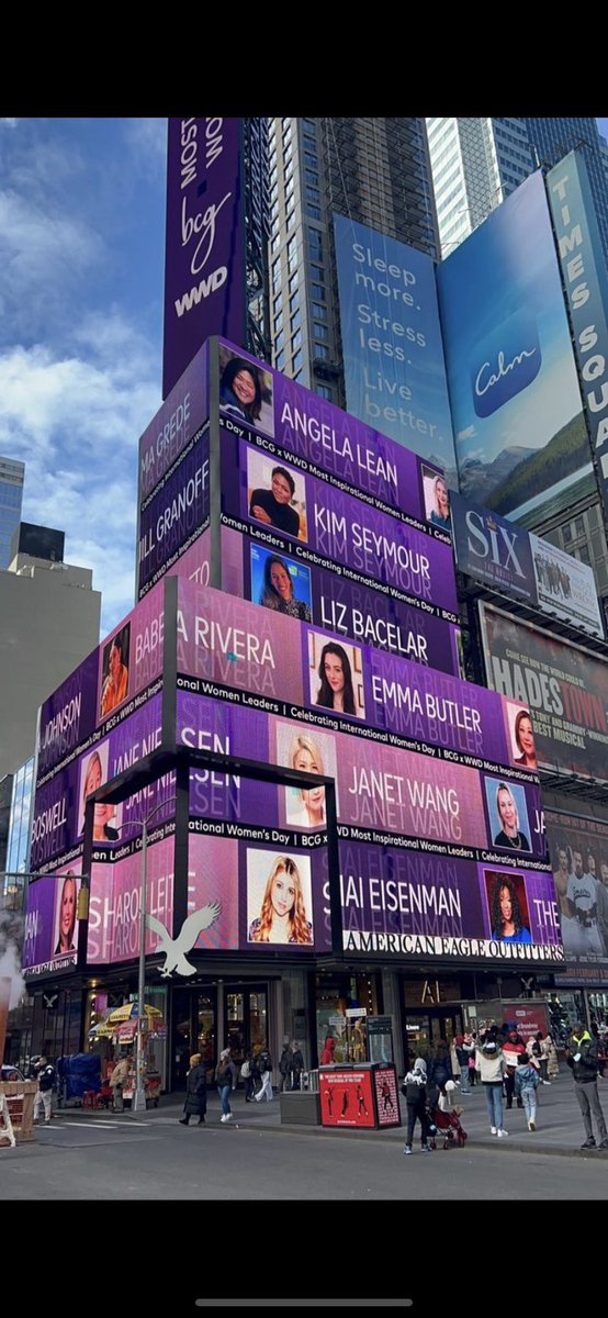 Emma_CButler's tweet photo. Last month on International Women’s Day, I was humbled and honored to be named by @wwd and @bcgpr as one of the Most Inspiring Women Leaders 2023. I wish I could have been there in  Times Square to see it. https://t.co/VNLswTzqaq