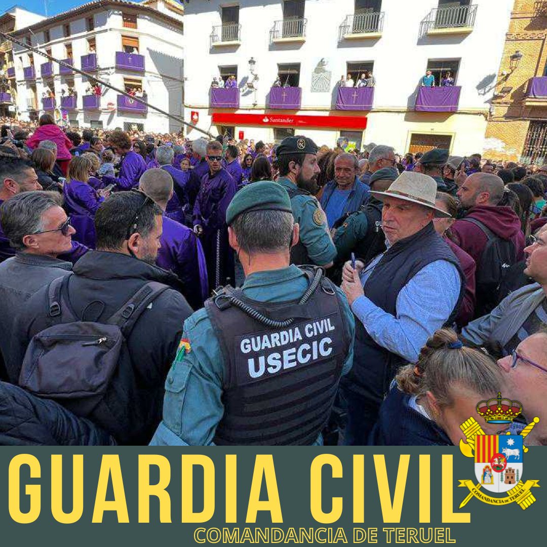 guardiacivilzg's tweet photo. Los componentes de la #usecic de la #guardiacivilteruel han participado en el dispositivo de #seguridadciudadana de la #rompidadelahora con motivo de la #semanasanta en la localidad de #Calanda #Teruel https://t.co/kxdROthq0D
