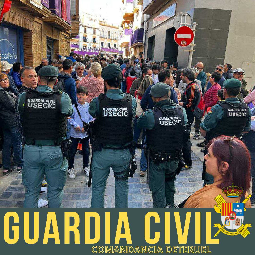 guardiacivilzg's tweet photo. Los componentes de la #usecic de la #guardiacivilteruel han participado en el dispositivo de #seguridadciudadana de la #rompidadelahora con motivo de la #semanasanta en la localidad de #Calanda #Teruel https://t.co/kxdROthq0D