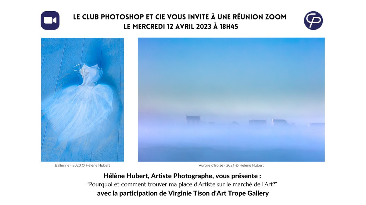[ #ClubPhotoshop&amp;Cie #VirginieTison #HélèneHubert ]⚡
 
<a href="/HHubertPhoto/">Hélène Hubert Photographer</a>, présente :  “Pourquoi et comment trouver ma place d’Artiste sur le marché de l'Art?” avec la participation de <a href="/VirginieTison/">Virginie Tison</a>.

👉12 avril 2023 à 18h45 
👉Plus d’infos:  bit.ly/3Kd8v70