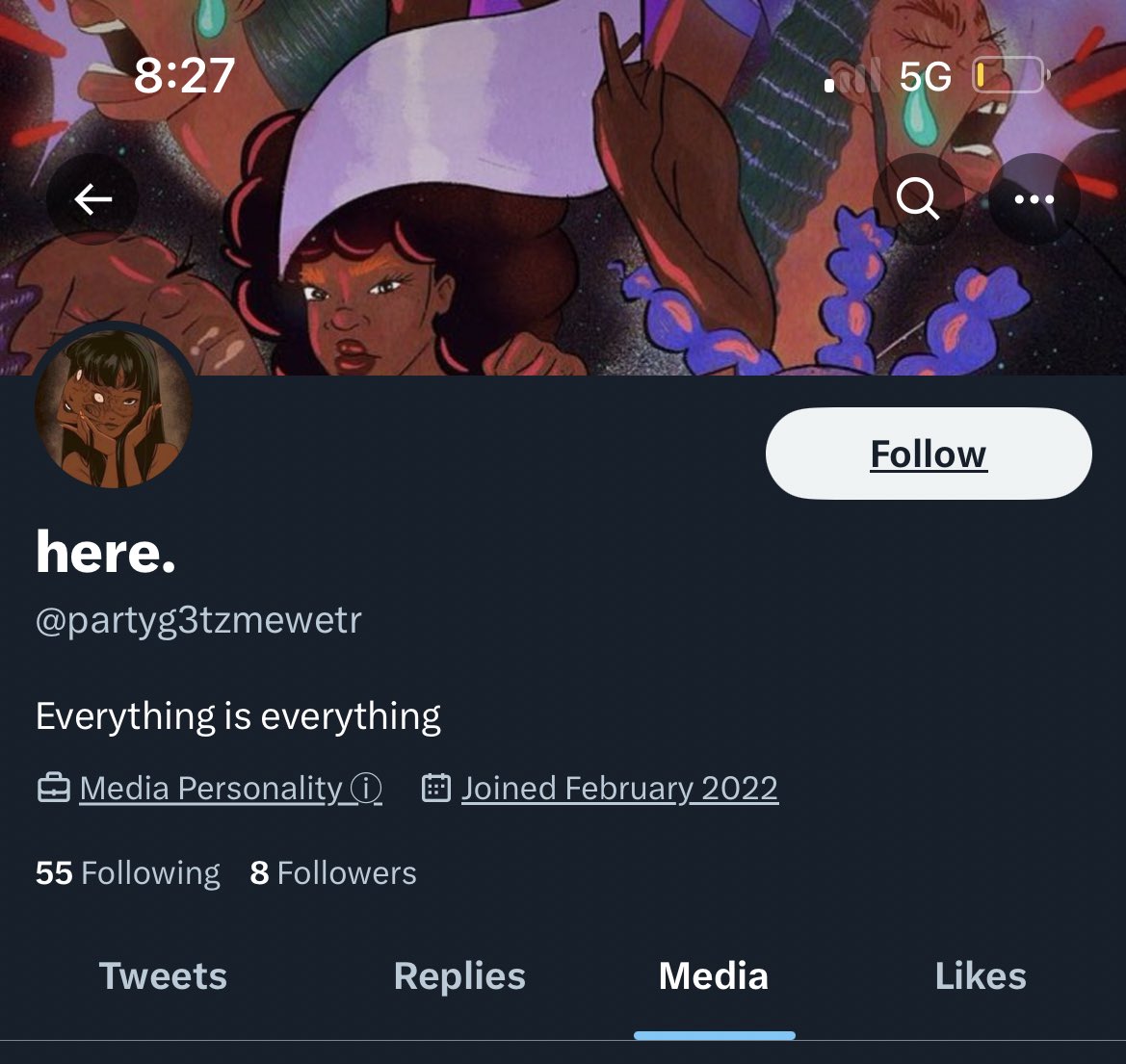The "Media Personality" should Honestly say "DICK RIDER" got fuckin 8 followers and u screenshot my face because your favorite artist is a fuckin BUM! 😂😂😂