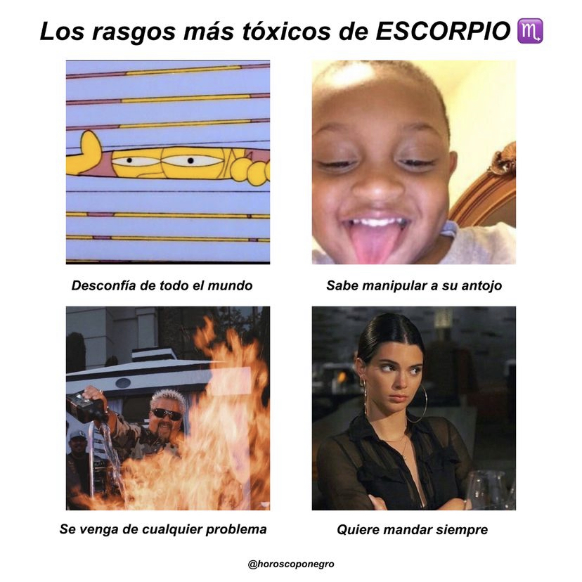 escorpio_hn's tweet photo. Los rasgos más tóxicos de #Escorpio 😅🤣 #horoscoponegro https://t.co/fez4f5JXZi