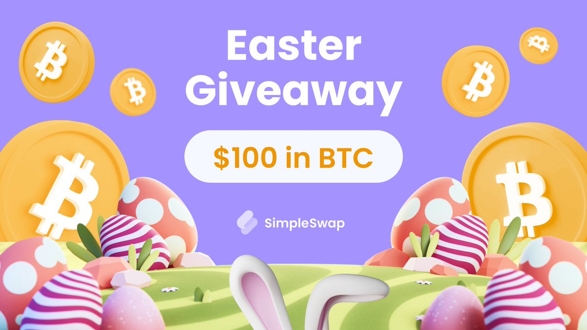 🐰 Happy Easter! Let’s celebrate with a simple #giveaway. All you have to do is:

1⃣ Follow <a href="/SimpleSwap_io/">SimpleSwap</a> 
2⃣ Like &amp; RT this post
3⃣ Tag 2 friends

The winner will get $100 in #BTC and will be chosen randomly on Monday, April 22. Good luck!
